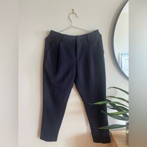 Oak + Fort Black Tapered Pleated  Trousers
